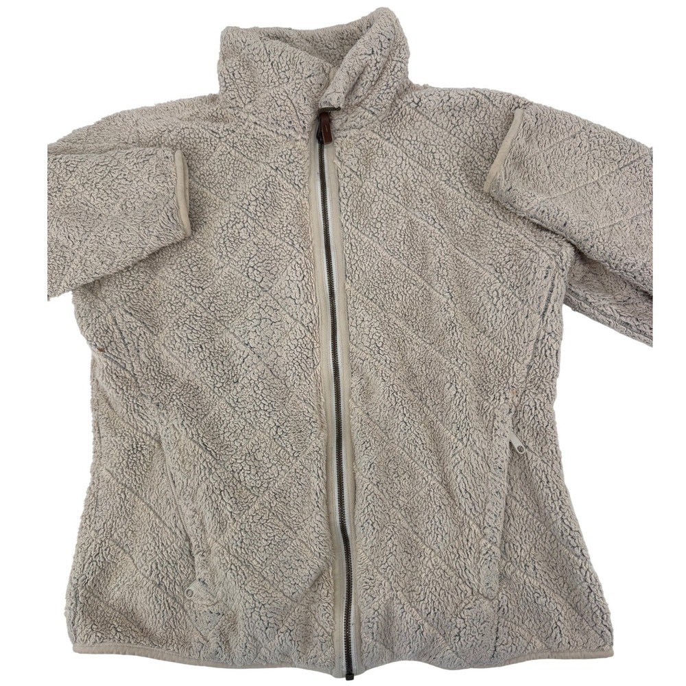 Columbia Women's Fuzzy Fleece Sherpa Full Zip Jacket Cream Size Large Off White